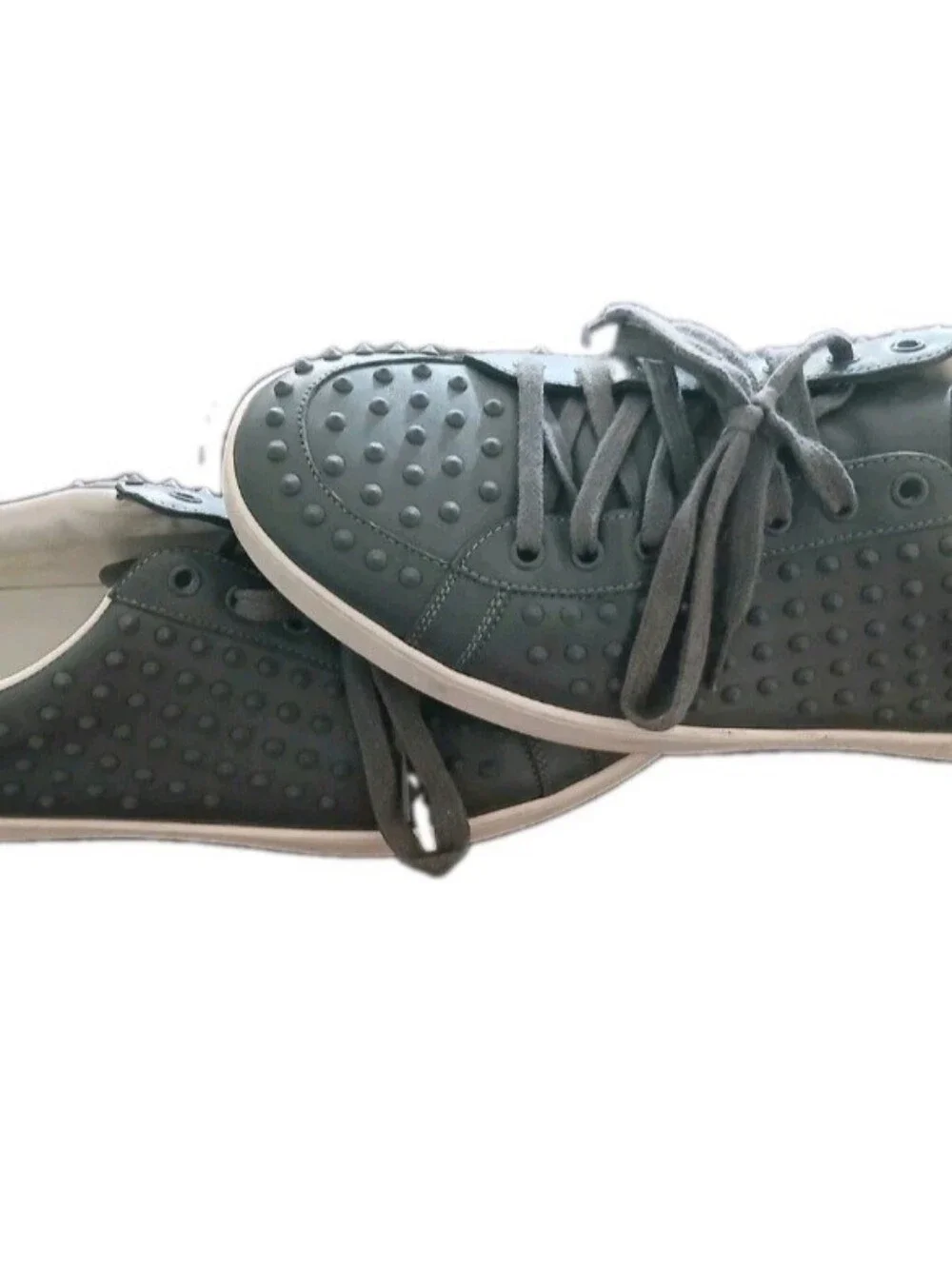 Gucci Men's Gray Spiked Low Top Leather Sneakers Size:10